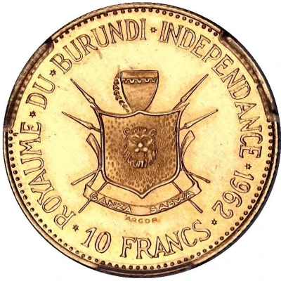 10 Francs - Mwambutsa IV Independence back