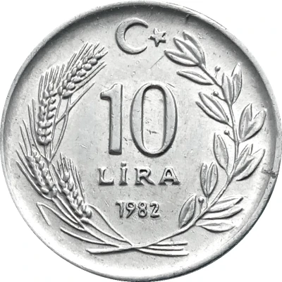 10 Lira crescent to right back