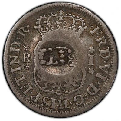 10 Pence - George II Countermarked 1 real of Ferdinand VI ND front