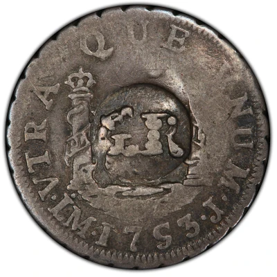 10 Pence - George II Countermarked 1 real of Ferdinand VI ND back