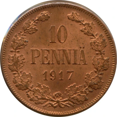 10 Penniä Civil War Coinage back