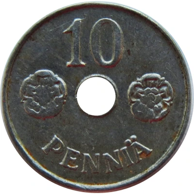 10 Pennia with center hole back