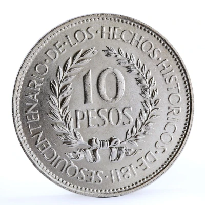 10 Pesos Sesquicentennial of Revolution Against Spain back