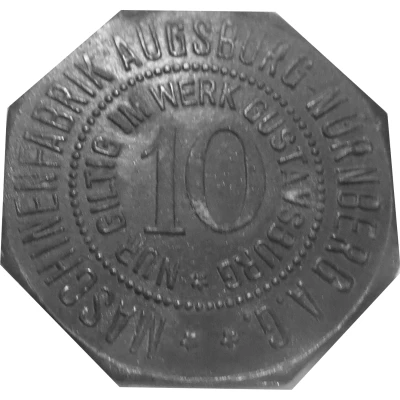 10 Pfennigs - Augsburg (Maschinenfabrik Augsburg-Nürnberg) ND front