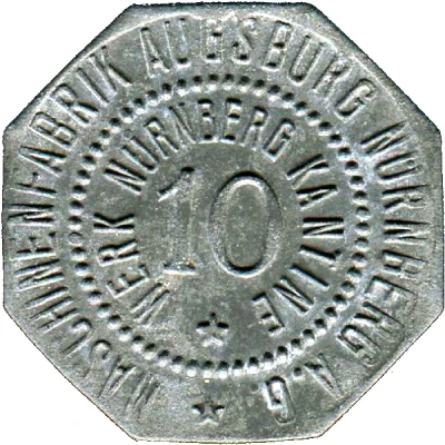 10 Pfennigs - Augsburg (Maschinenfabrik Augsburg-Nürnberg) ND front