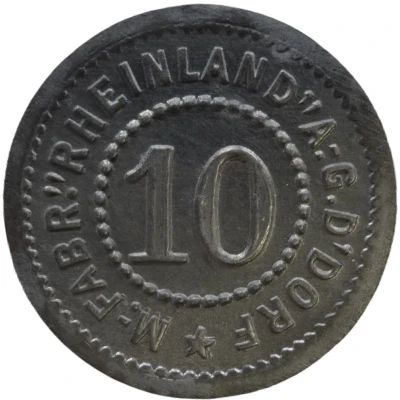 10 Pfennigs - Düsseldorf (M.-Fabr. Rheinland A.G.) ND front