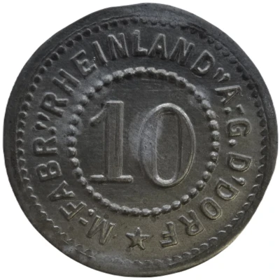 10 Pfennigs - Düsseldorf (M.-Fabr. Rheinland A.G.) ND back