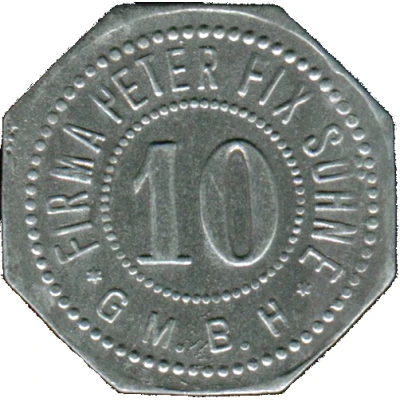 10 Pfennigs - Duisburg (Firma Peter Fix Söhne G.m.b.H) ND front