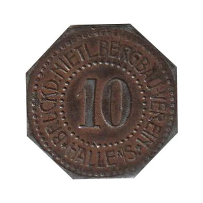 10 Pfennigs - Halle (Bruckd. Nietl Bergbau-Verein) ND front