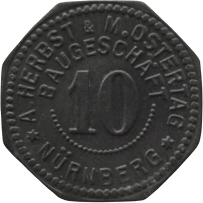 10 Pfennigs - Nürnberg (A. Herbst and M. Ostertag Baugeschäft) ND front