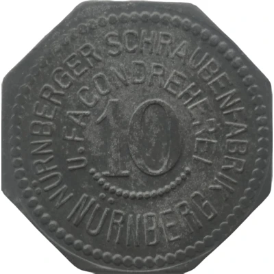 10 Pfennigs - Nürnberg (Nürnberger Schraubenfabrik u. Facondreherei) ND front