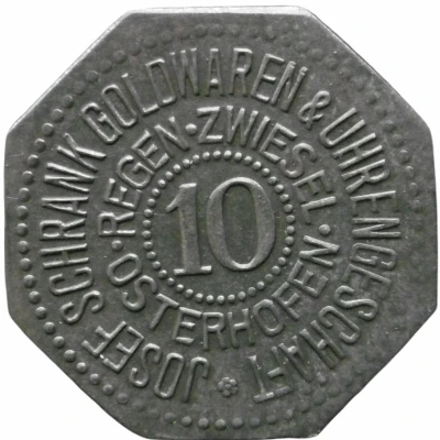 10 Pfennigs - Regen (Josef Schrank Goldwaren and Uhrengeschäft) ND front