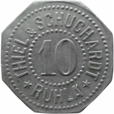 10 Pfennigs - Ruhla (Thiel and Schuchardt) ND front