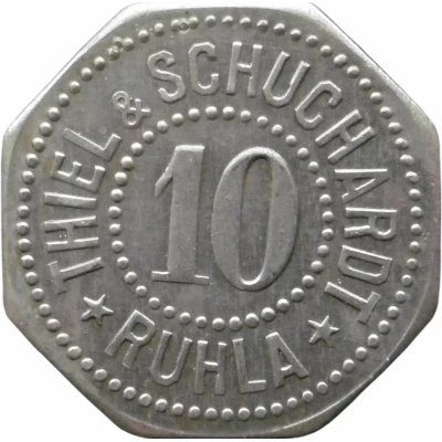 10 Pfennigs - Ruhla (Thiel and Schuchardt) ND front