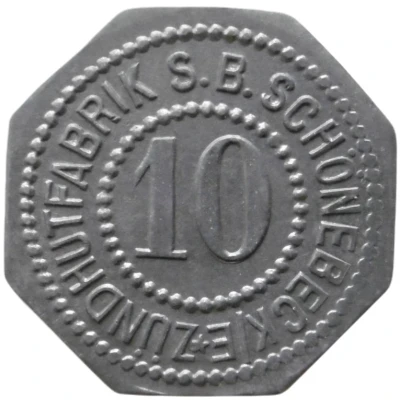 10 Pfennigs - Schönebeck (Zündhutfabrik S.B.) ND front