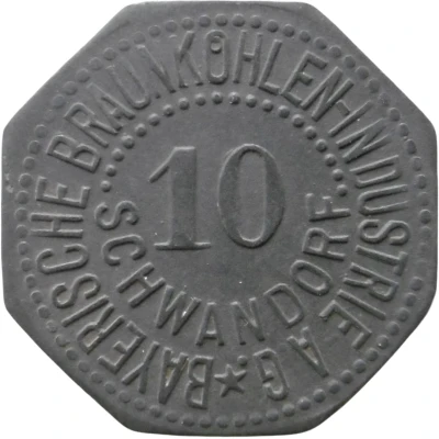 10 Pfennigs - Schwandorf (Bayerische Braunkohlen-Industrie A.G.) ND front