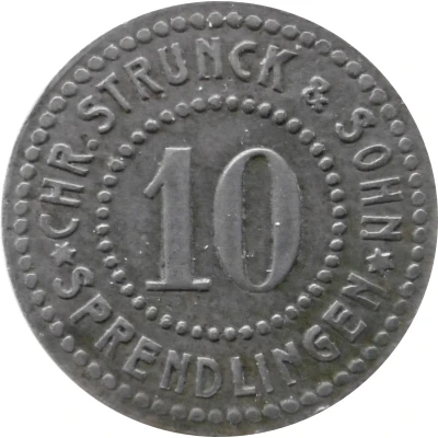 10 Pfennigs - Sprendlingen (Chr. Strunck and Sohn) ND front