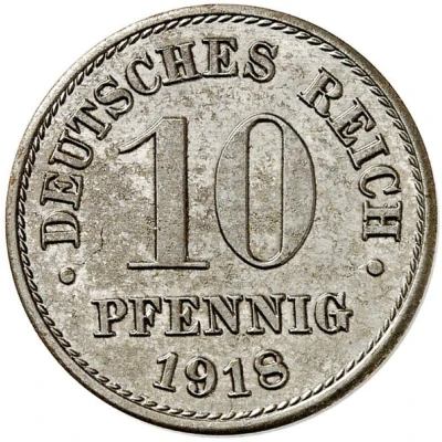 10 Pfennigs - Wilhelm II type 2 - small shield - Pattern back