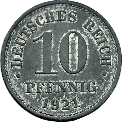 10 Pfennigs - Wilhelm II type 2 - small shield; without mintmarks back