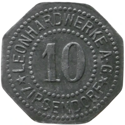 10 Pfennigs - Zipsendorf (Leonhardwerke A.G.) ND front