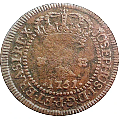 10 Réis - José I Rio de Janeiro and Bahia Mints front