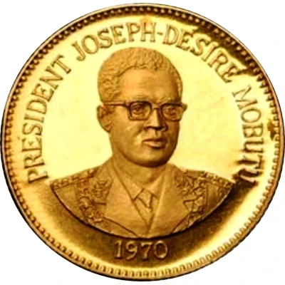 10 Sengis 5 Years of J.D. Mobutu's Presidency; Gold Proof Issue back