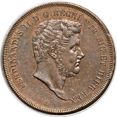 10 Tornesi - Ferdinando II 2nd portrait front