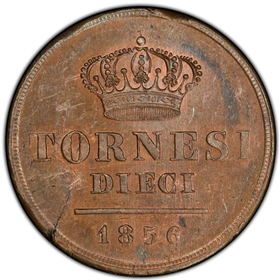 10 Tornesi - Ferdinando II 3rd portrait back