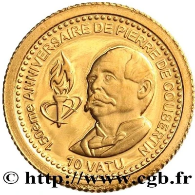 10 Vatu Pierre de Coubertin back