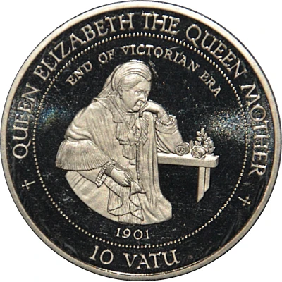 10 Vatu Queen Elizabeth the Queen Mother back