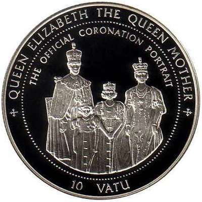 10 Vatu Queen Elizabeth the Queen Mother back