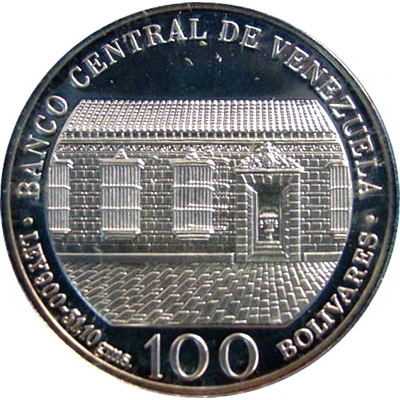 100 Bolívares Bicentenary of Simon Bolivar's Birth front