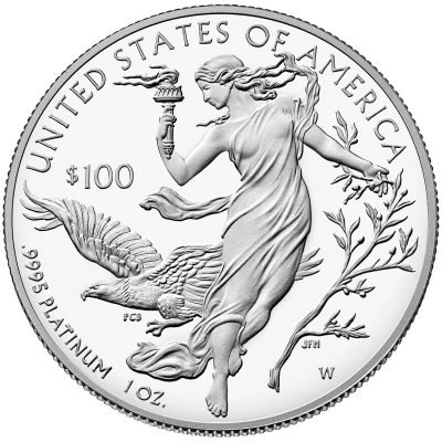 100 Dollars "American Platinum Eagle" Bullion Coinage back