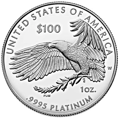 100 Dollars "American Platinum Eagle" Bullion Coinage back