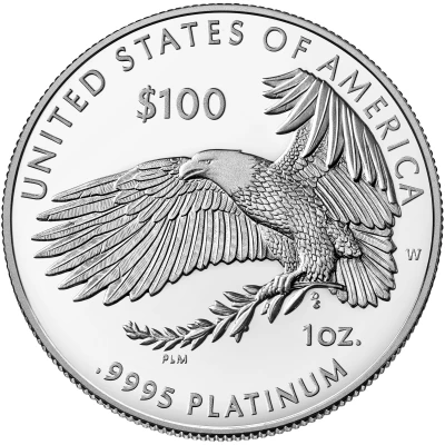 100 Dollars "American Platinum Eagle" Bullion Coinage back