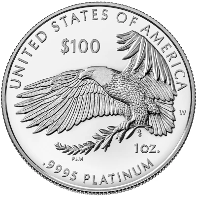 100 Dollars "American Platinum Eagle" Bullion Coinage back