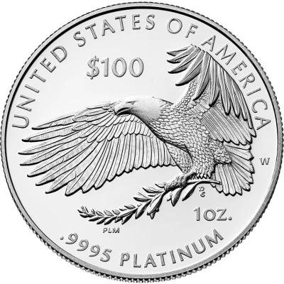 100 Dollars "American Platinum Eagle" Bullion Coinage back