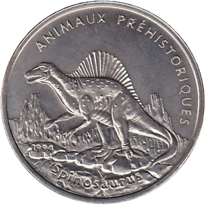 100 Francs CFA Spinosaurus back