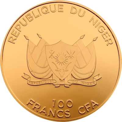 100 Francs Qibla compass; gold plated front