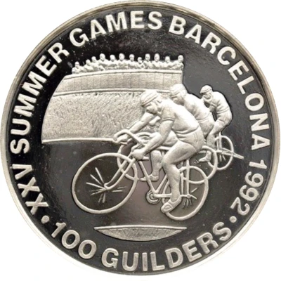 100 Guilders Olympic Games 1992 - Cycling; without back