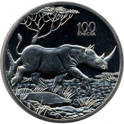 100 Kwacha Rhinoceros back