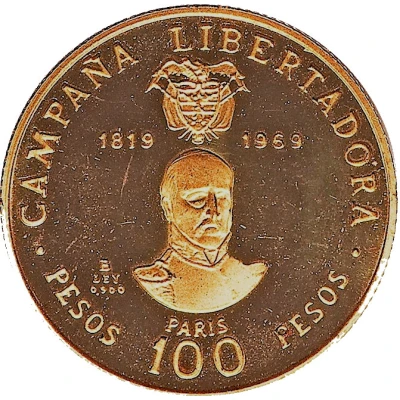 100 Pesos Battle of Boyaca back