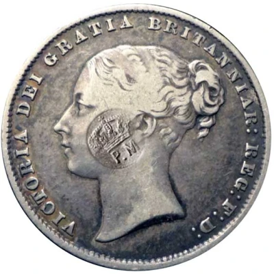 100 Reis - Luis I Countermark "Crowned PM" over One Shilling/Victória ND front