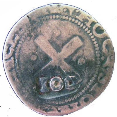 100 Réis - João IV Countermarked 80 Réis ND back