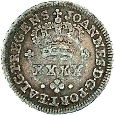 100 Réis - Luiz I Countermark"CROWNED G.P." over "½ Tostão, Portugal" ND back