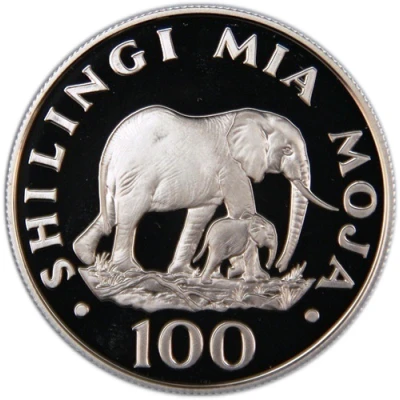 100 Shilingi Conservation; Silver Proof Issue back