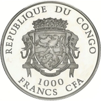 1000 Francs CFA Sailing Ship - Christian Radich front