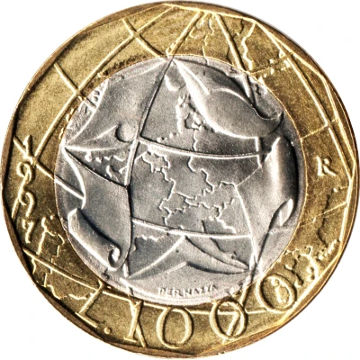 1000 Lire European Union; Old West Germany Map back