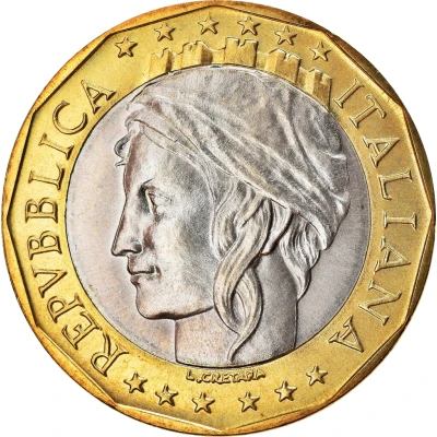 1000 Lire European Union; Reunited Germany Map front