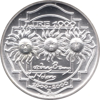 1000 Lire Giordano Bruno back
